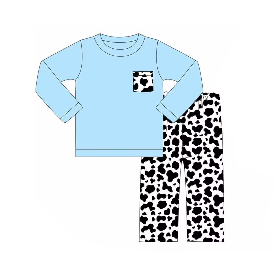 Pre-order Baby Boy Blue Pocket Shirt Cow Pants Western Set