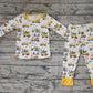 Baby Boy Digger Christmas Tree Shirt Pants Pajamas Set