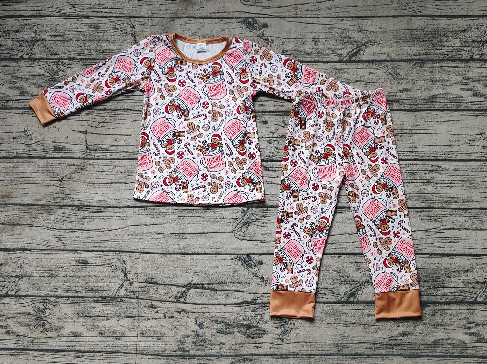 Baby Girl Christmas Merry Gingerbread Shirt Pants Pajamas Bamboo Set