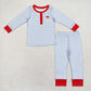 Baby Boy Girl Embroidery Christmas Santa Sibling Stripes Pajamas Clothes Set