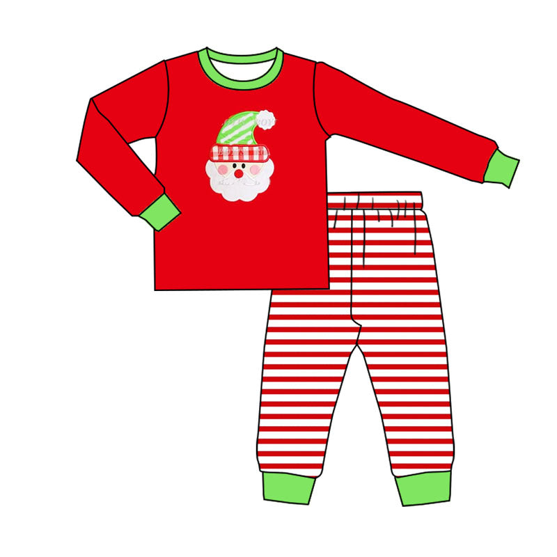Pre-order Baby Boy Christmas Santa Shirt Stripes Pants Pajamas Set