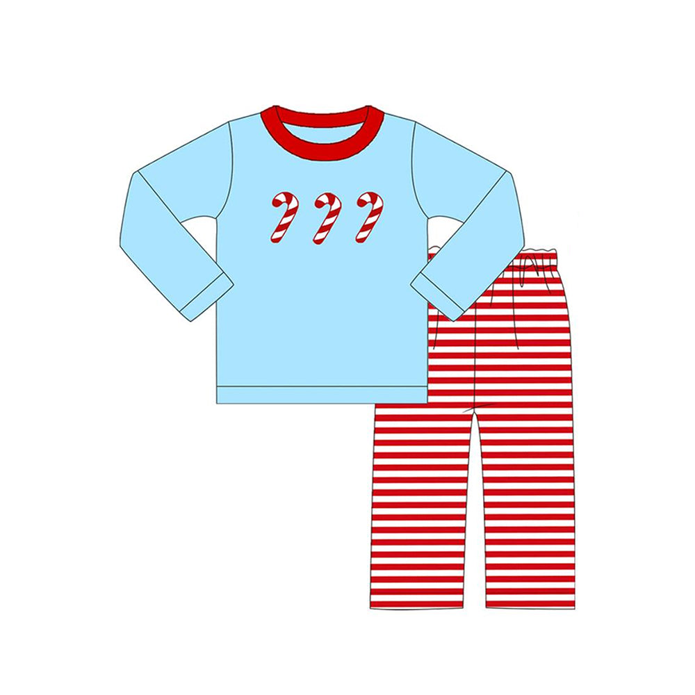 Pre-order Baby Boy Christmas Candy Cane Shirt Stripes Pants Set