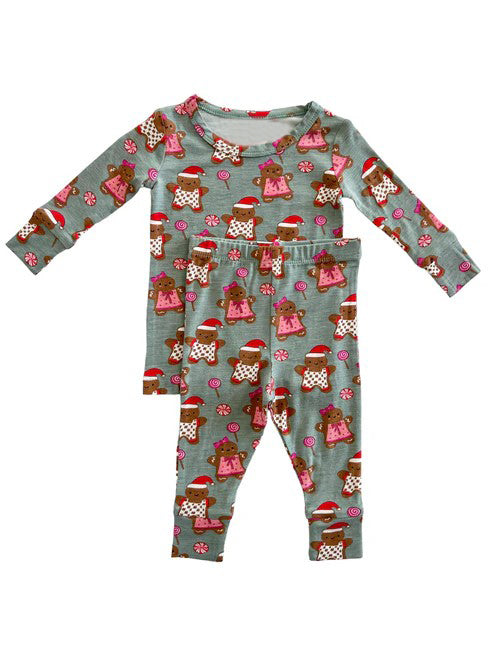 Pre-order Baby Girl Christmas Gingerbread Shirt Pants Pajamas Set