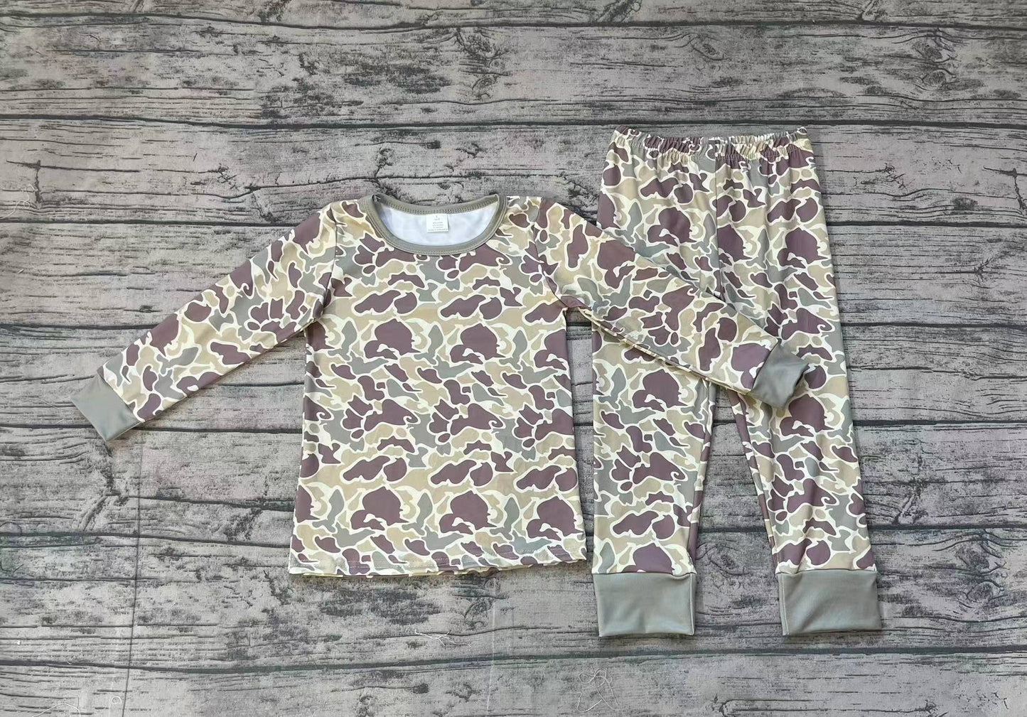 Baby Boy Long Sleeves Green Camo Shirt Pants Pajamas Bamboo Set