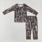 Baby Boy Long Sleeves Camo Sibling Romper Bamboo Pajamas Set