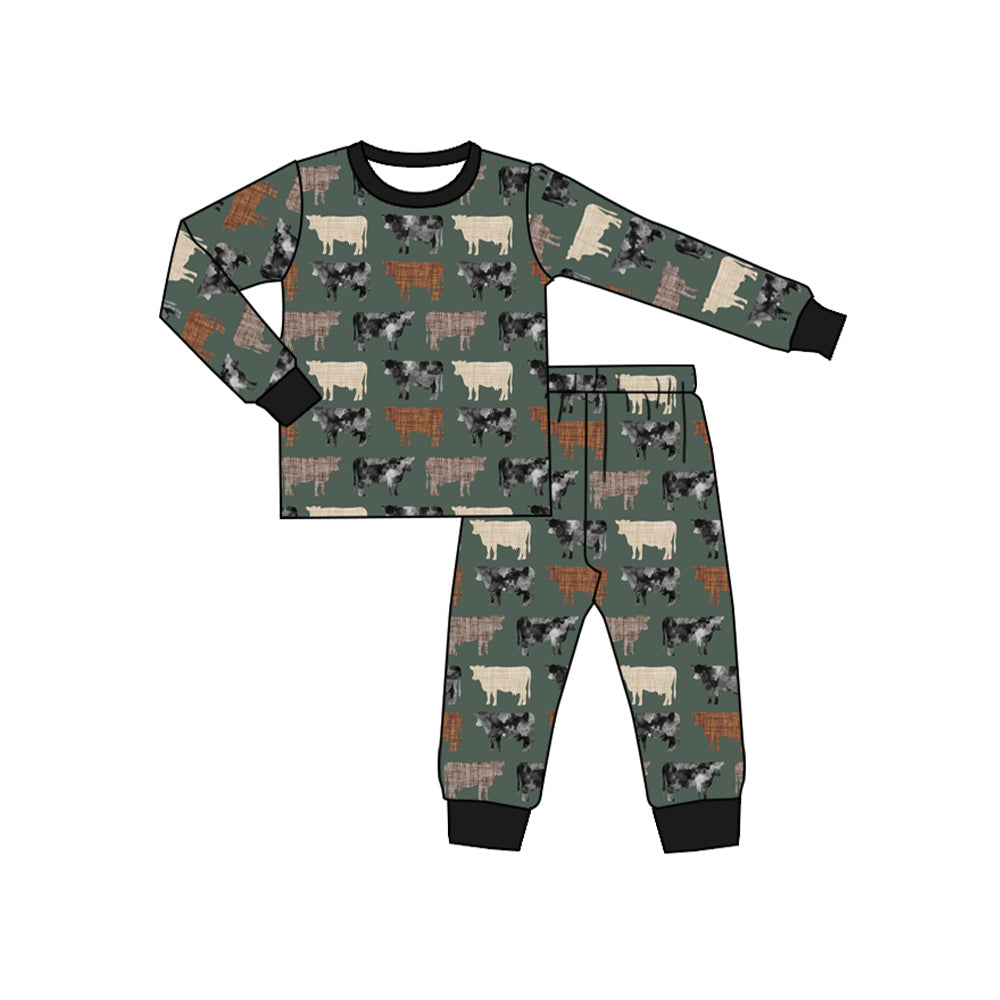 Pre-order Baby Boy Western Farm Cows Shirt Pants Pajamas Set
