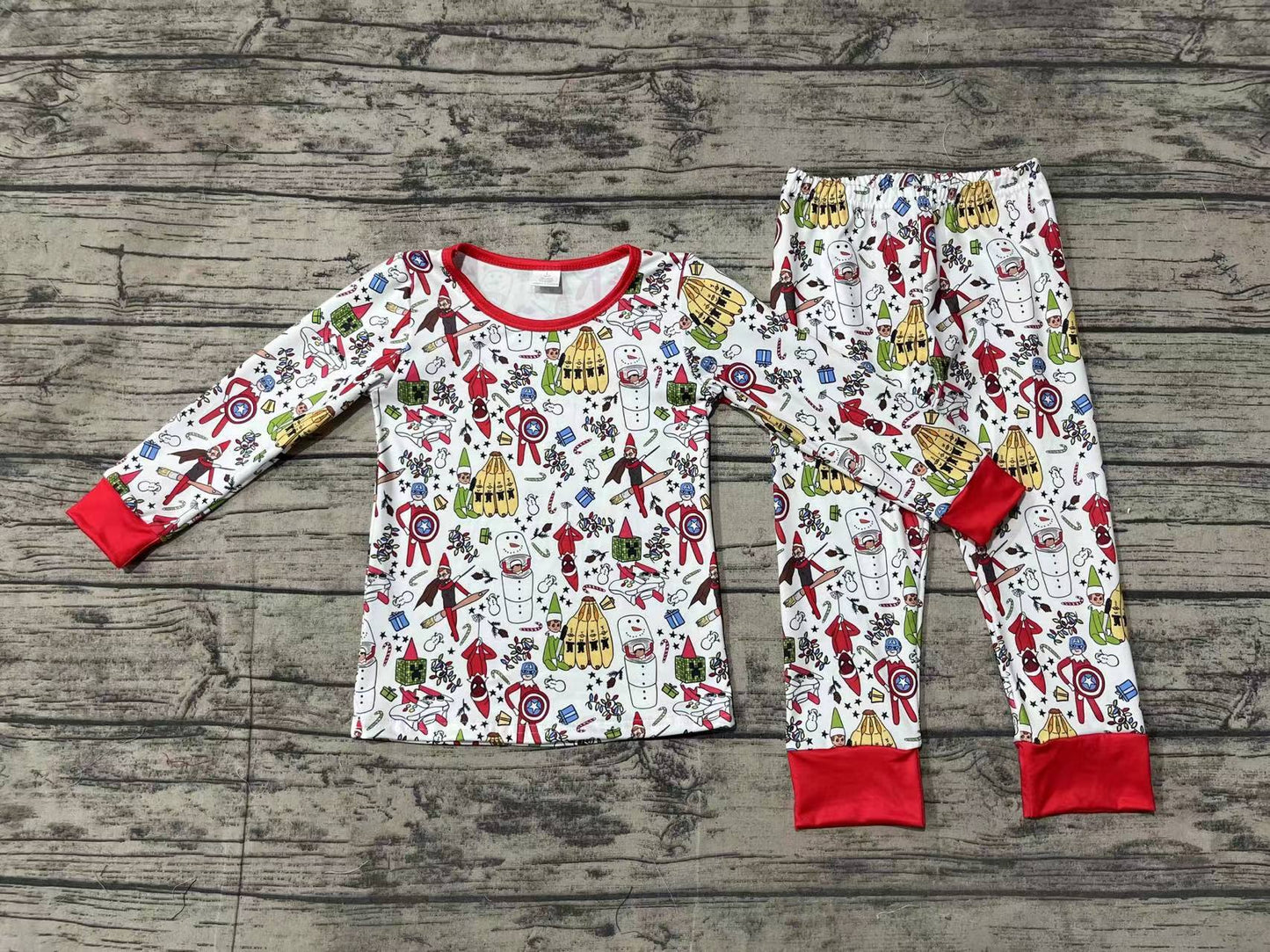 Baby Boy Christmas Cartoon Shirt Pants Pajamas Bamboo Set