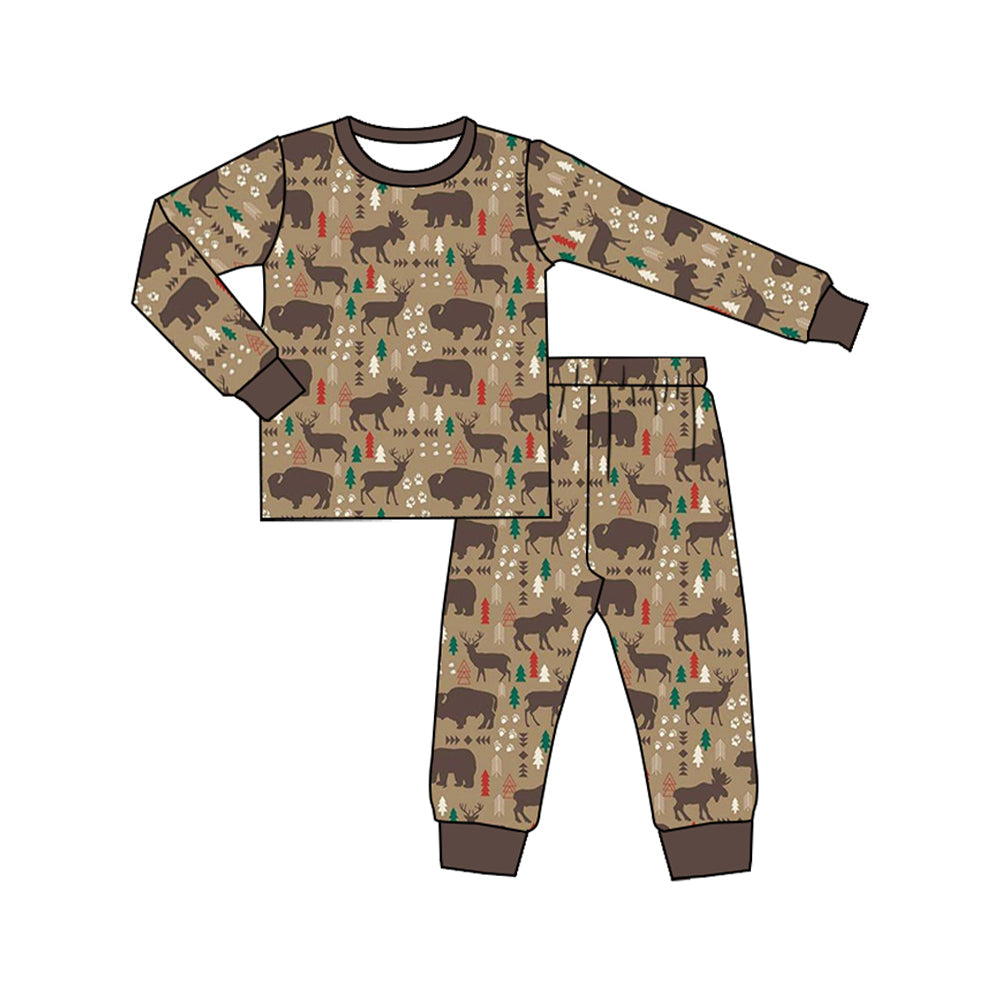 Pre-order Baby Boy Western Deer Aztec Shirt Pants Pajamas Set