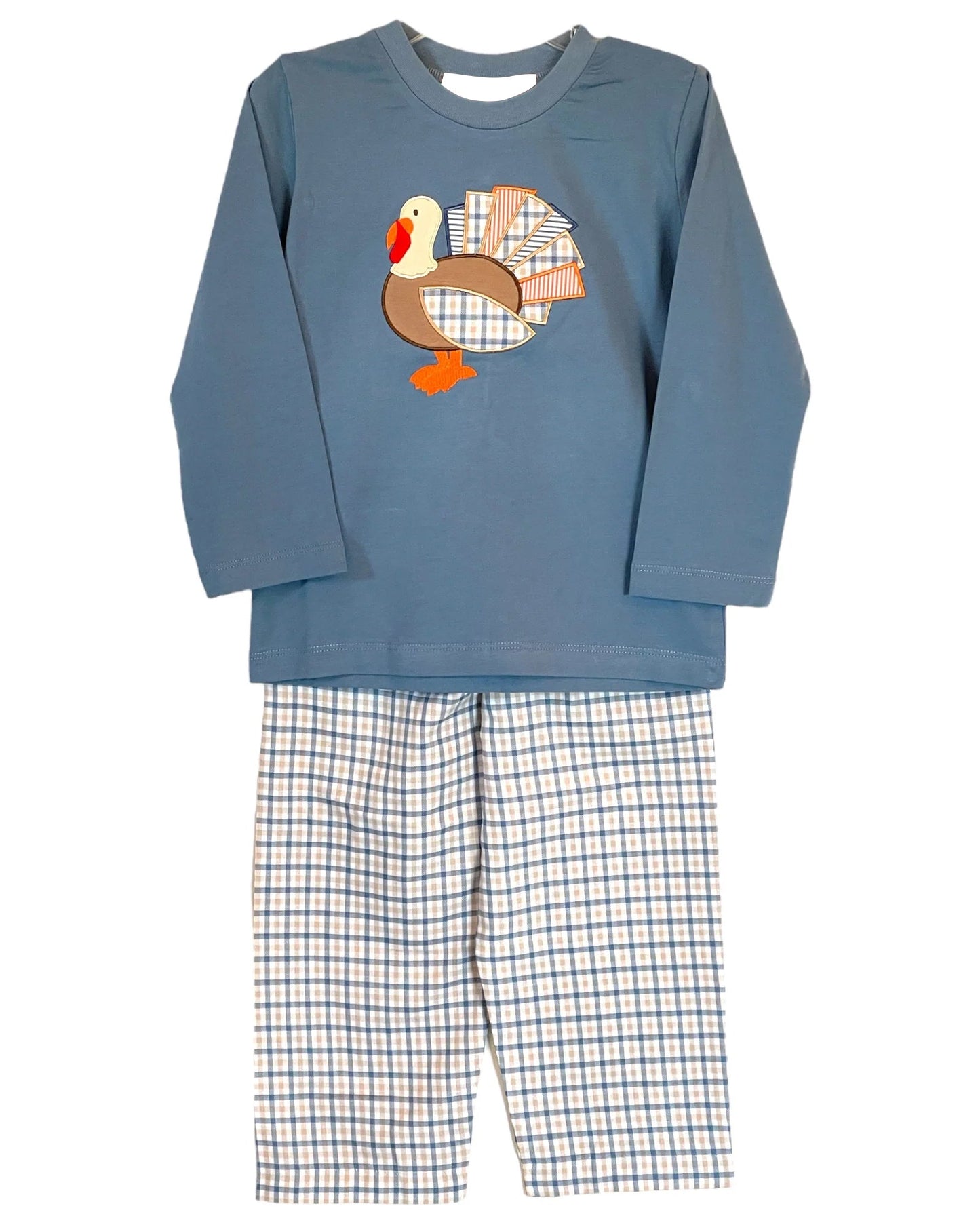 Pre-order Baby Boy Thanksgiving turkey Shirt Checkered Pants Set