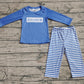 Pre-order Baby Boy Blue Stripes Jesus Loves Me Shirt Pants Set