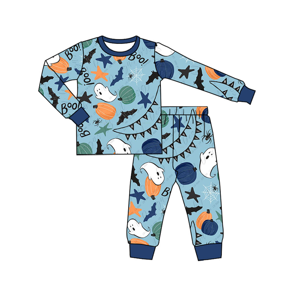 Pre-order Baby Boy Halloween Ghost Pumpkin Shirt Pants Pajamas Set