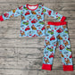 Baby Boy Long Sleeves Christmas Car Shirt Pants Pajamas Bamboo Set