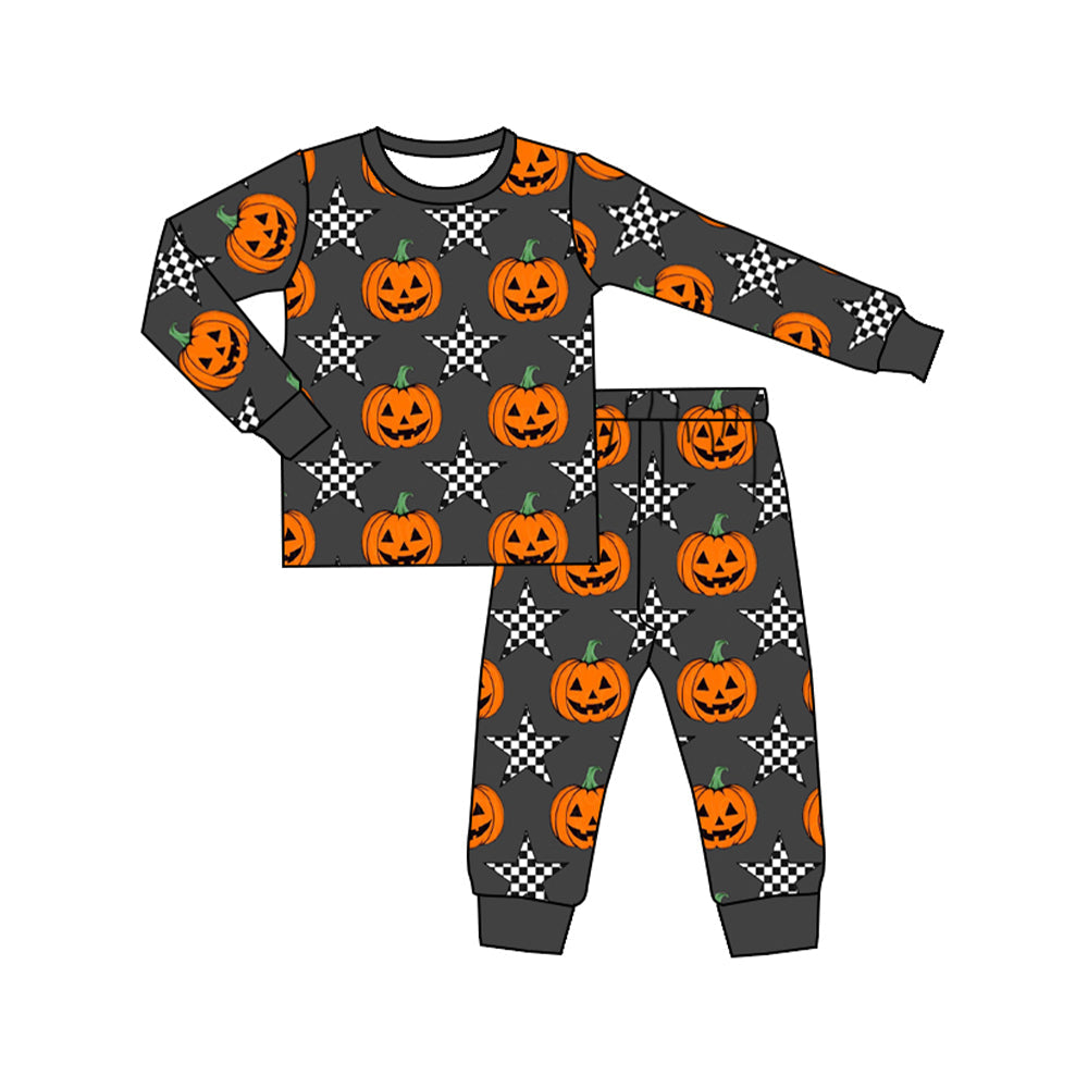 Pre-order Baby Boy Halloween Pumpkin Stars Shirt Pants Pajamas Set