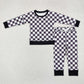 Baby Kids Toddler Long Sleeves Checkered Shirt Pants Sibling Pajamas Set