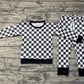 Baby Boy Long Sleeves Black Checkered Shirt Pants Pajamas Set