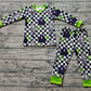 Baby Boy Halloween Checkered Shirt Pants Pajamas Green Set