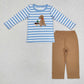 Baby Boy Long Sleeves Dogs Ducks Embroidery Shirt Pants Set Sibling Hunting Clothes RTS