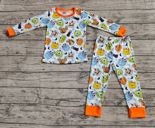 Pre-order Baby Boy Cartoon Pumpkin Halloween Shirt Pants Pajamas Set