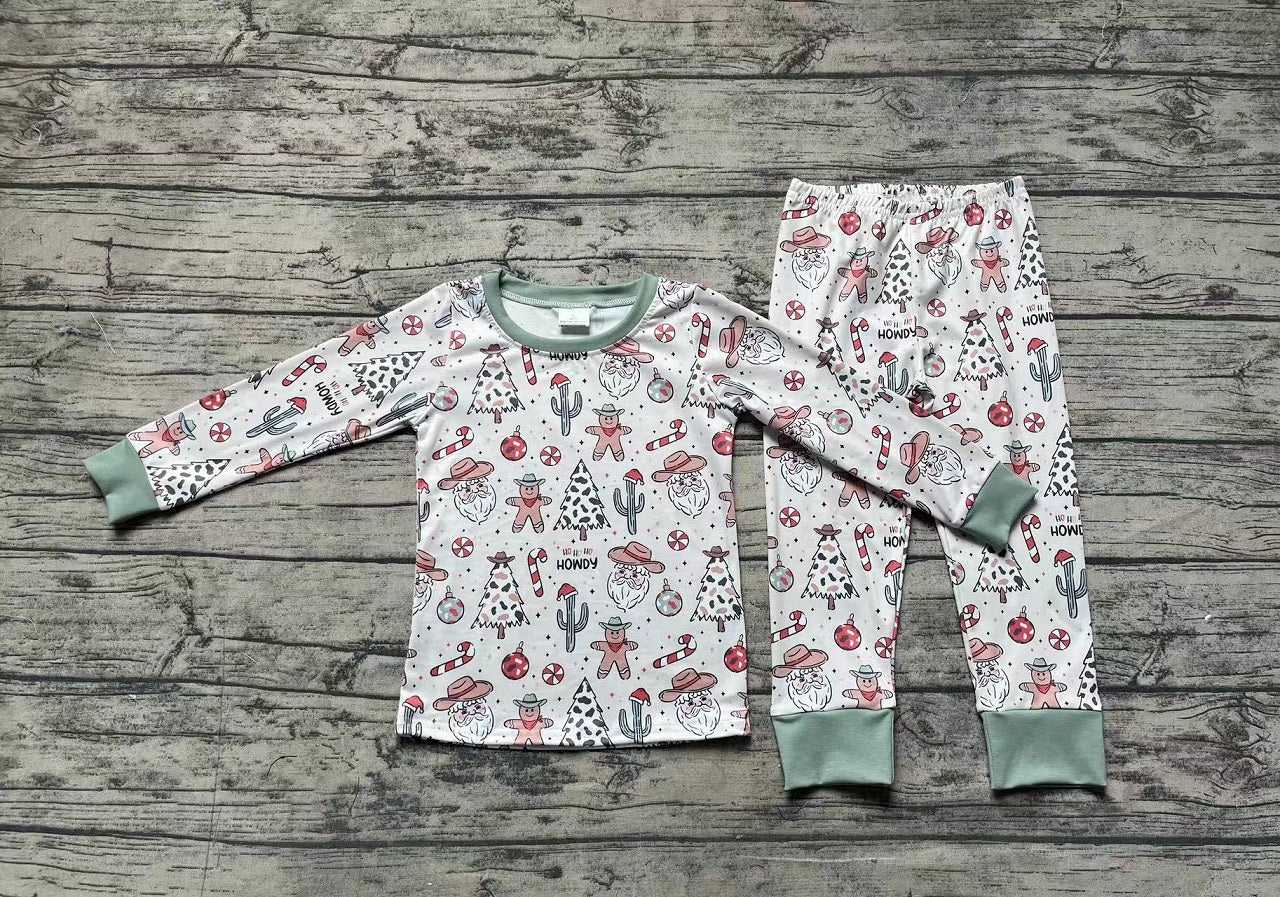 Baby Boy Long Sleeves Christmas Santa Cactus Shirt Pants Pajamas Set