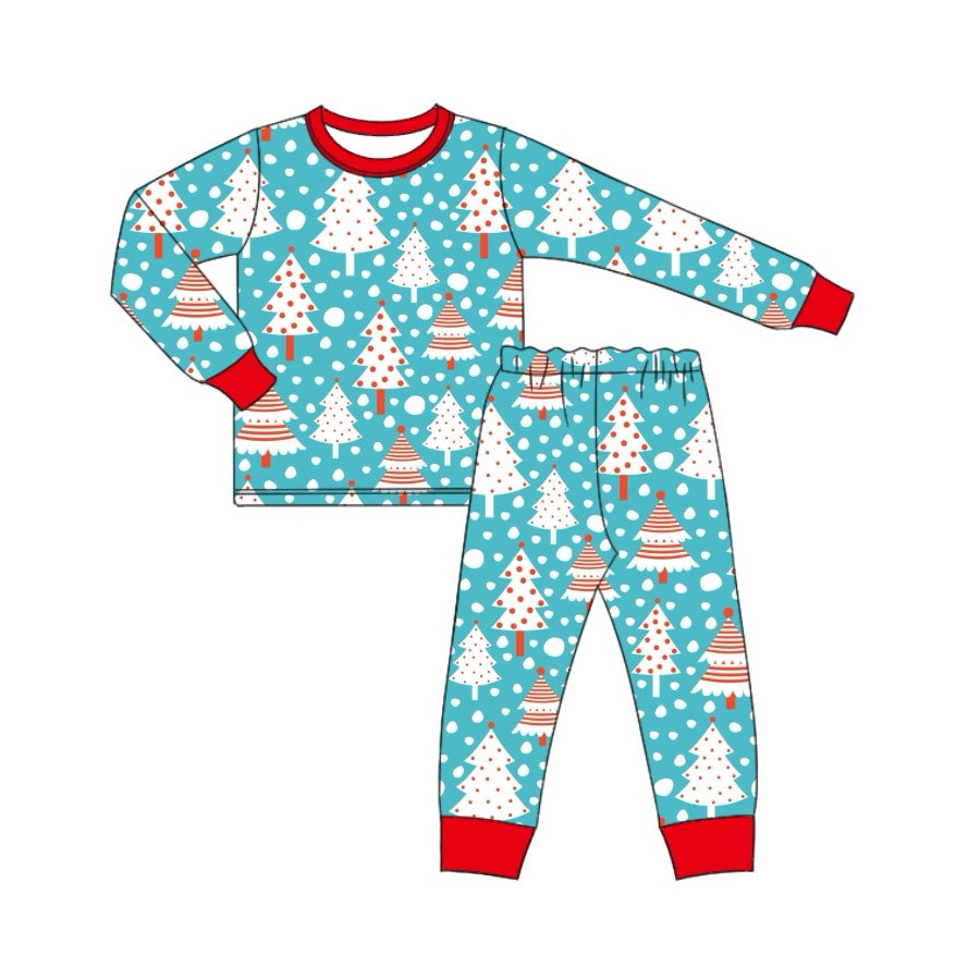 Pre-order Baby Boy Christmas Tree Dots Shirt Pants Pajamas Set
