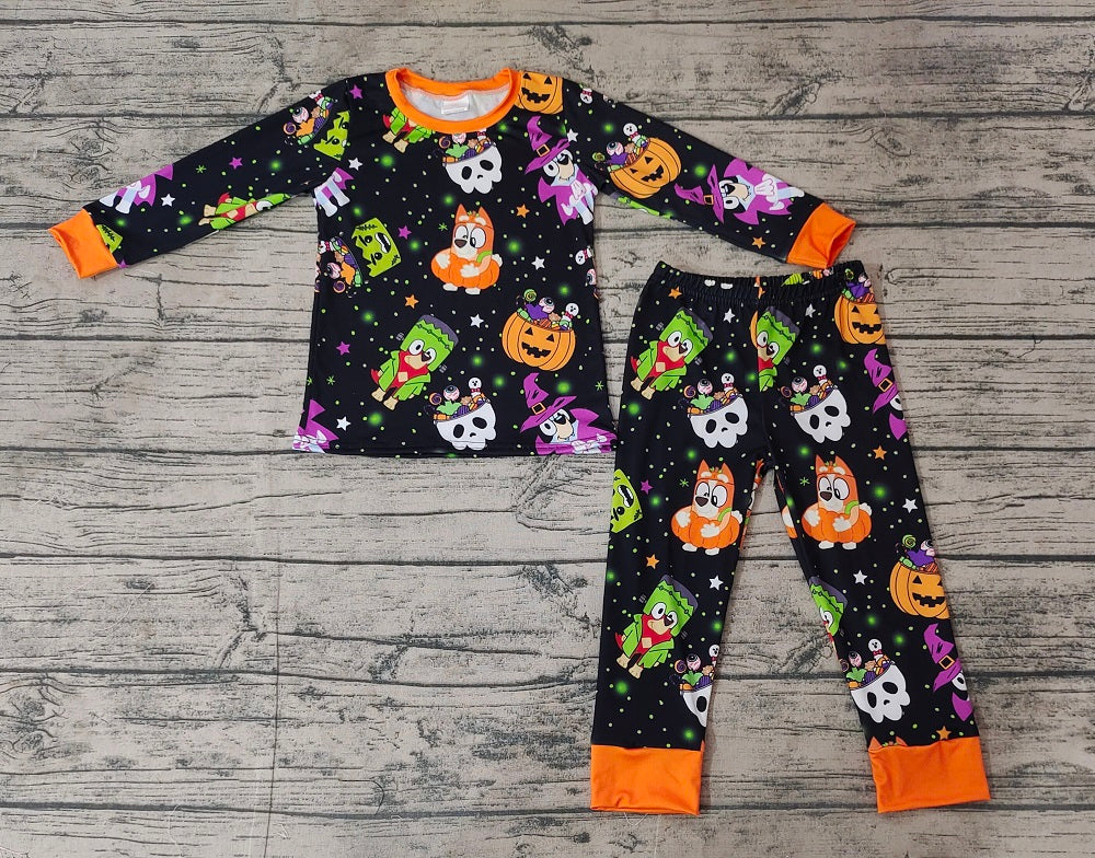 Pre-order Baby Boy Halloween Dogs Pumpkin Shirt Pants Pajamas Set