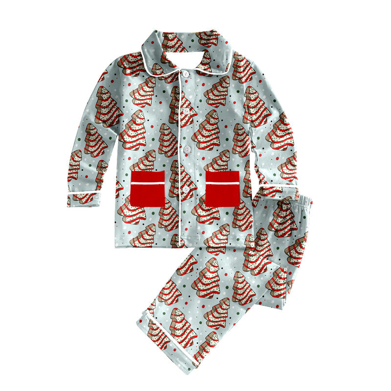 Pre-order Baby Boy Christmas Cake Trees Tops Pants Pajamas Set