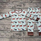 Baby Boy Long Sleeves Western Cows Farm Shirt Pants Pajamas Bamboo Set