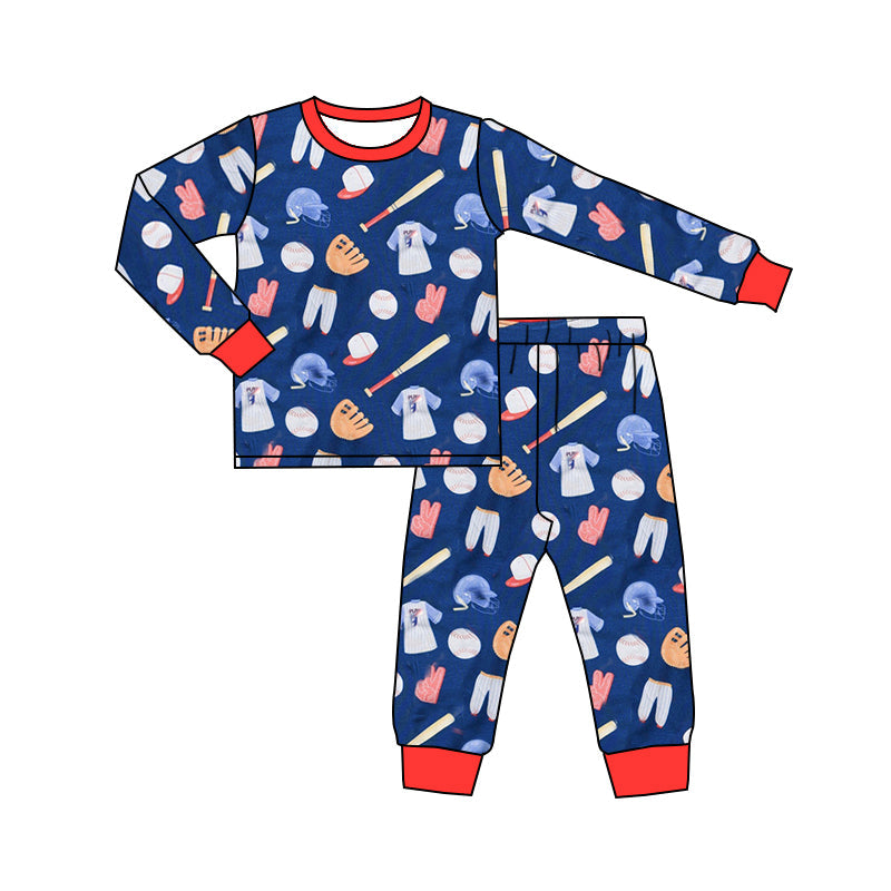Pre-order Baby Boy Football Navy Shirt Pants Pajamas Set