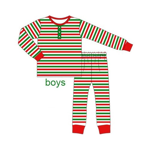 Pre-order Baby Boy Christmas Stripes Shirt Pants Pajamas Set