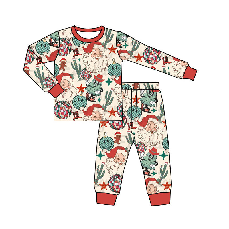 Pre-order Baby Boy Christmas Western Santa Cactus Shirt Pajamas Set