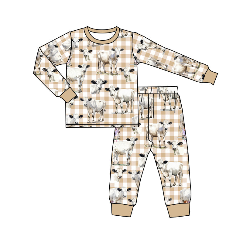 Pre-order Baby Boy Western Farm Cow Shirt Pants Pajamas Set