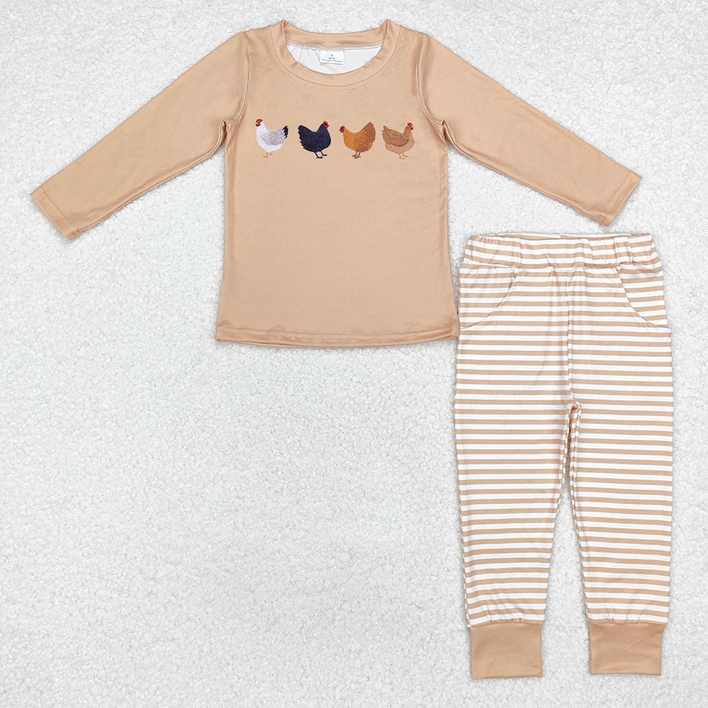 Baby Boy Girl Long Sleeves Fall Chicken Farm Sibling Outfit Clothes Set