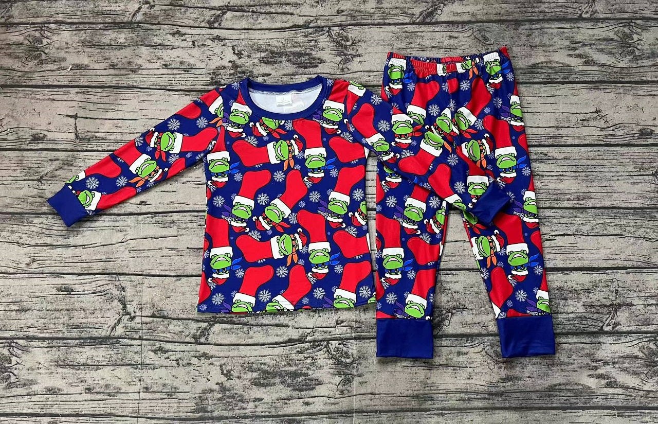 Baby Boy Christmas Frog Socks Shirt Pants Pajamas Clothes Set