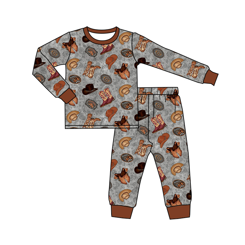 Pre-order Baby Boy Western Cowboy Boots Shirt Pants Pajamas Clothes Set