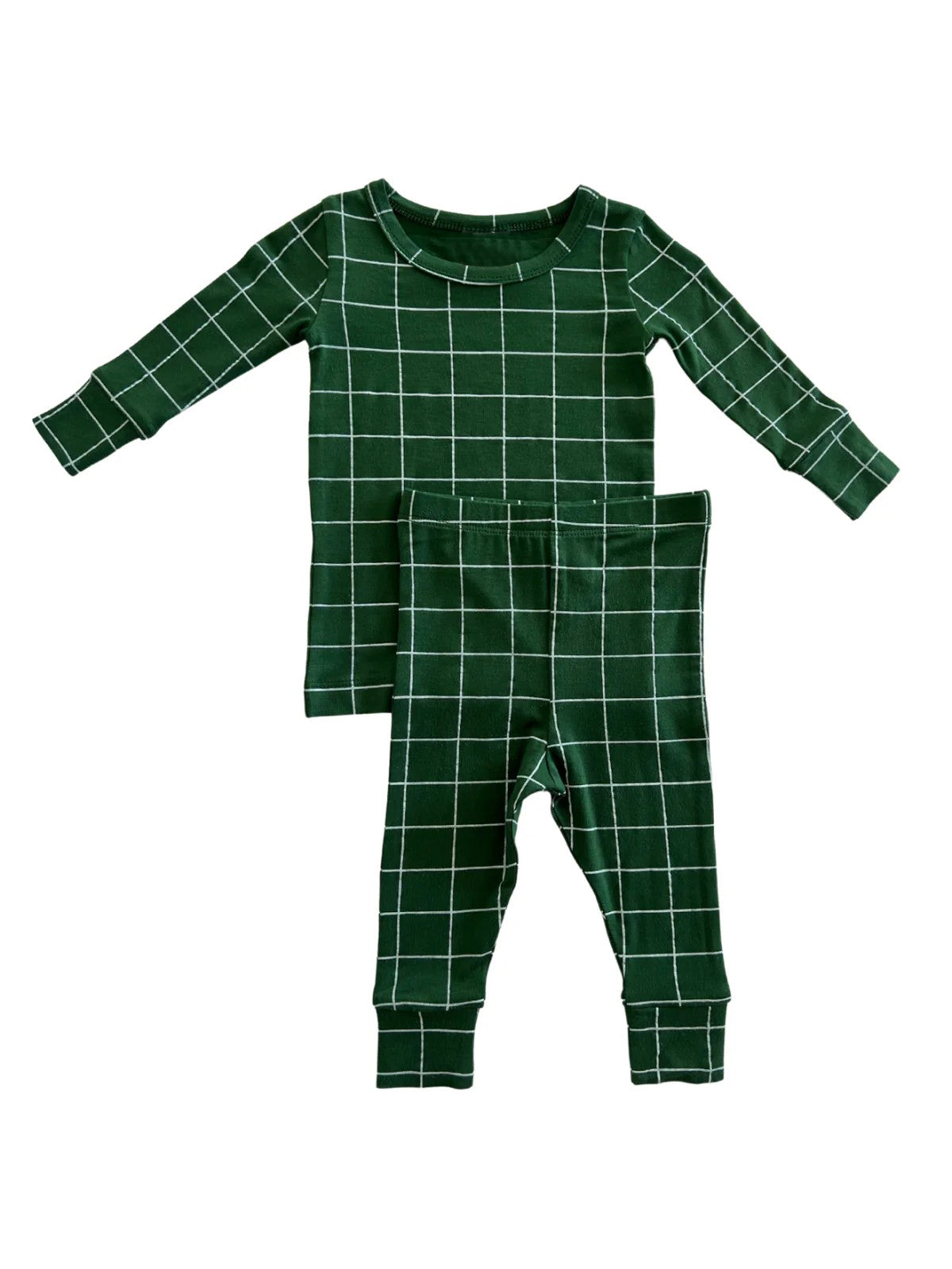 Pre-order Baby Boy Green Checkered Shirt Pants Pajamas Clothes Set