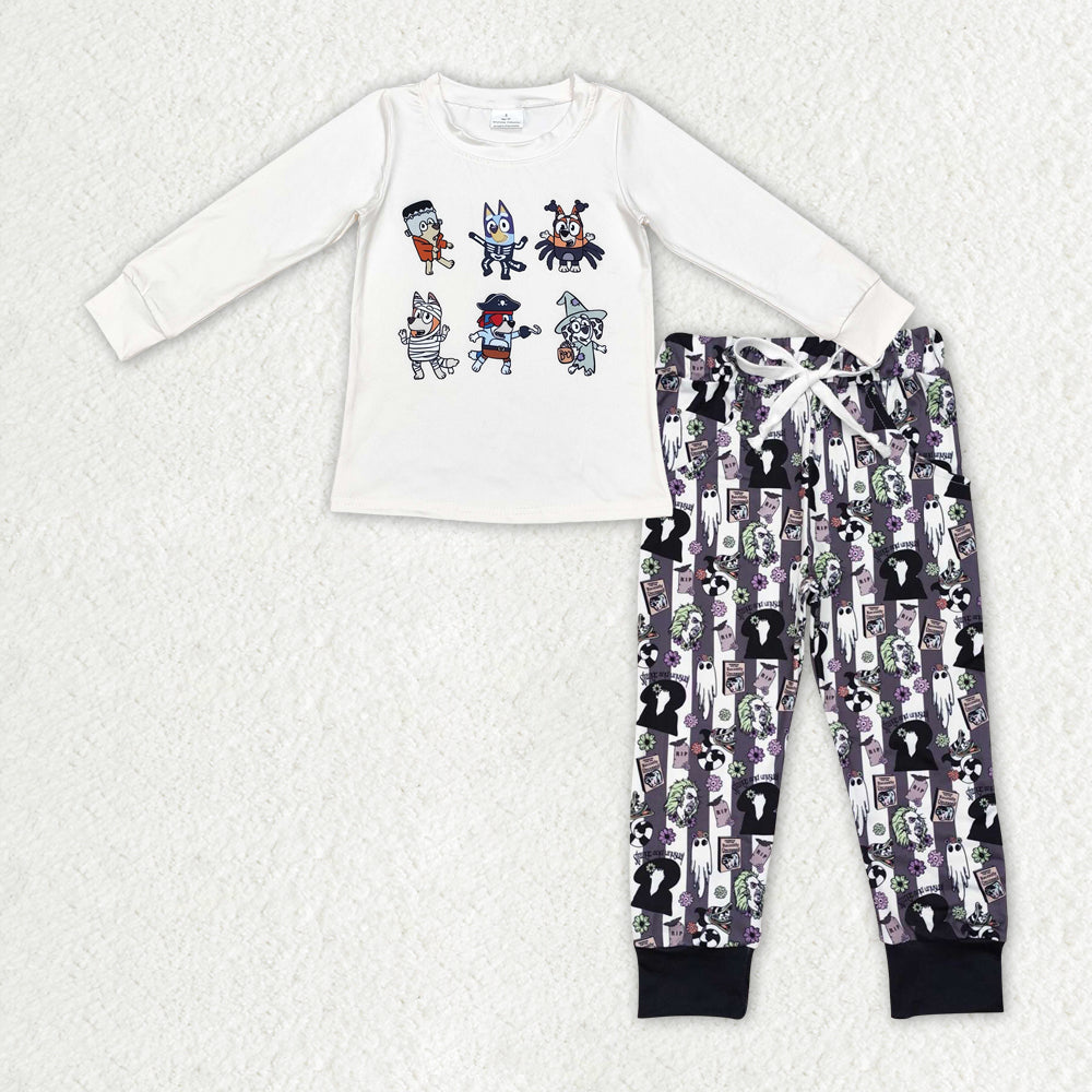 Baby Boy Long Sleeves Halloween Dogs Shirt Pants Outfit Set