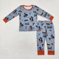 Baby Boy Kids Western Rodeo Cows Sibling Brother Bamboo Pajamas Clothes Set