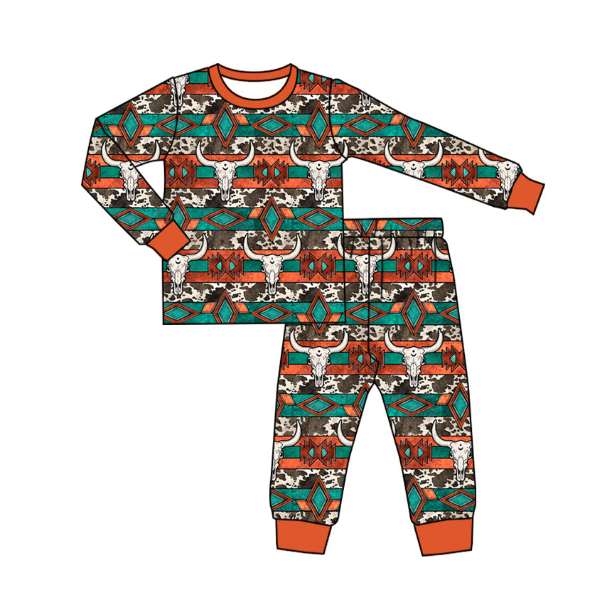 Pre-order Baby Boy Western Cow Aztec Shirt Pants Pajamas Clothes Set
