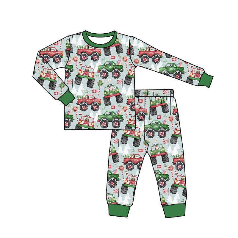 Pre-order Baby Boy Christmas Trucks Shirt Pants Pajamas Clothes Set