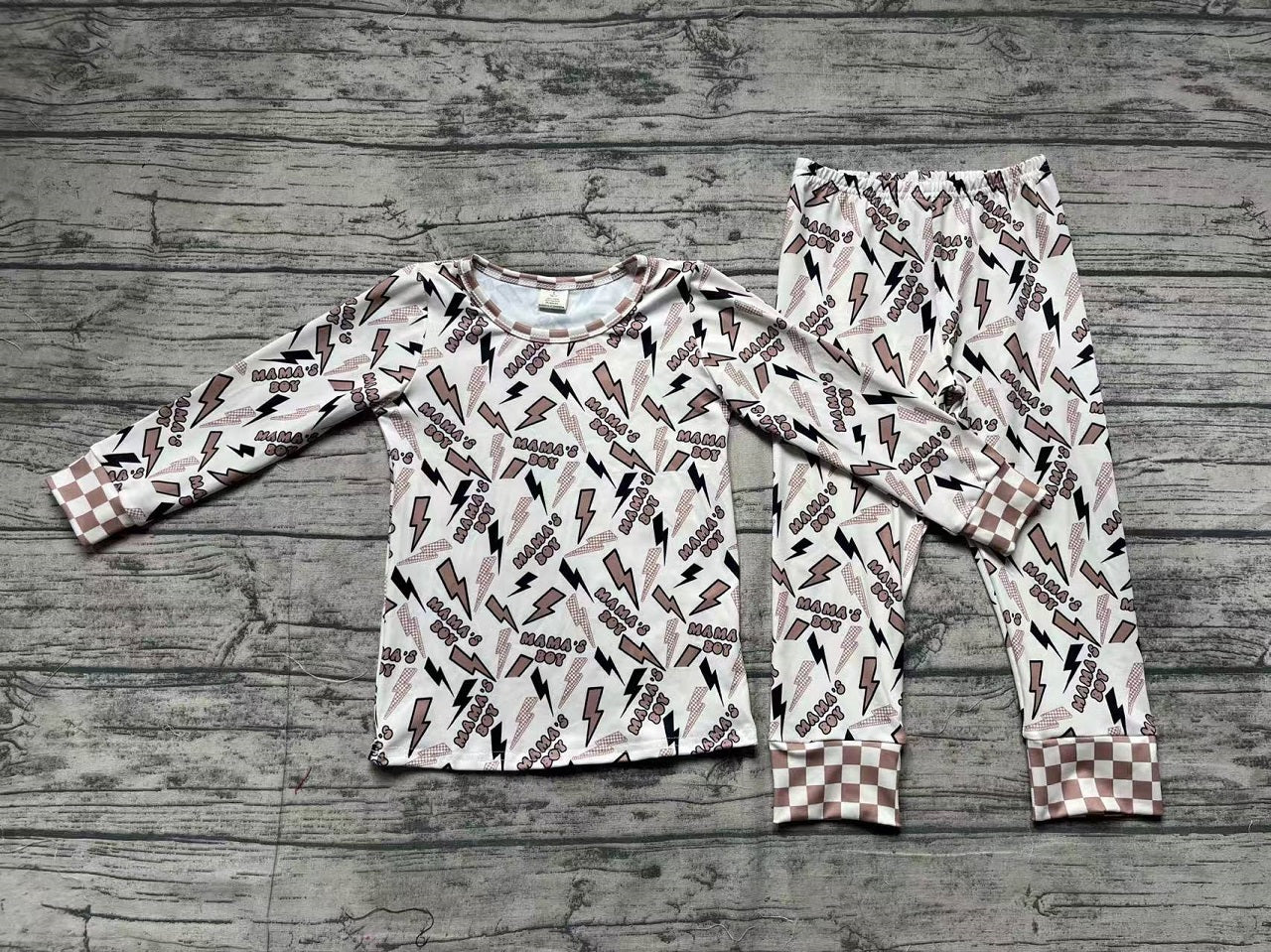 Baby Kids Toddler Long Sleeves Mama's Boy Shirt Pants Pajamas Clothes Bamboo Set