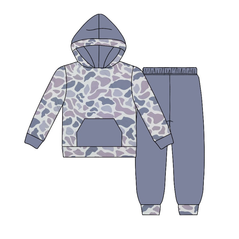 Pre-order Baby Boy Grey Camo Hoodie Shirt Pants Clothes Set