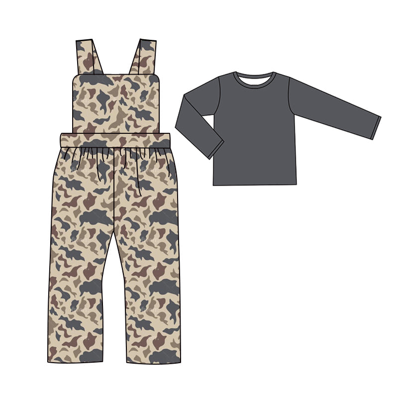 Pre-order Baby Boy Cotton Tops Camo Straps Jumpsuit Clothes Set