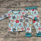 Baby Boy Christmas Smile Lights Shirt Pants Pajamas Clothes Green Bamboo Set