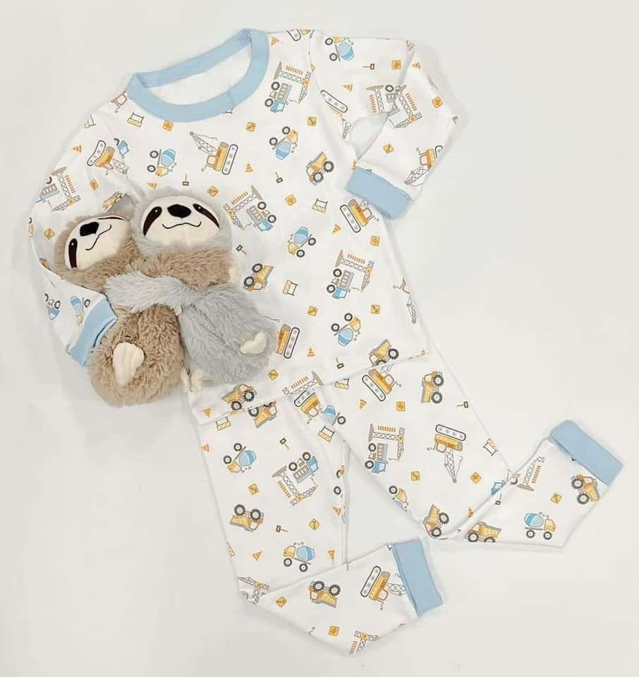 Pre-order Baby Boy Long Sleeves Construction Shirt Pants Pajamas Clothes Set