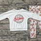 Baby Boy Long Sleeves Christmas Santa Cookie Shirt Pants Outfits Clothes Set