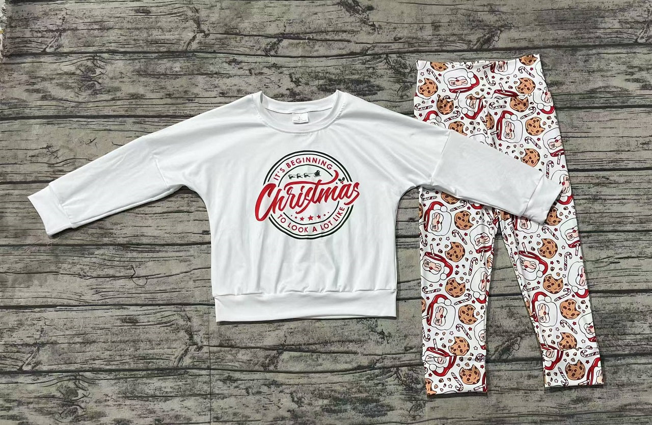 Baby Boy Long Sleeves Christmas Santa Cookie Shirt Pants Outfits Clothes Set