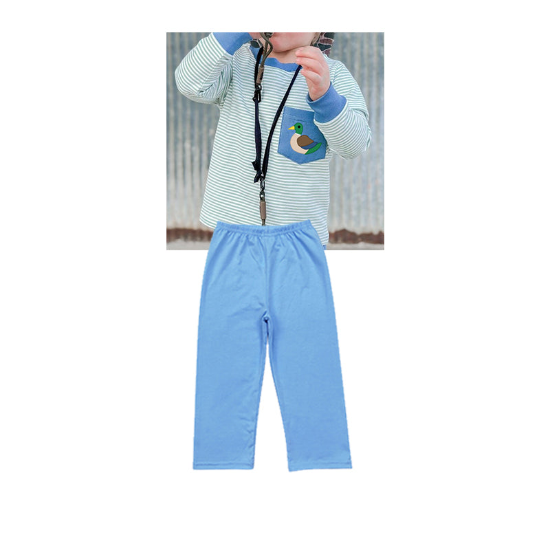 Pre-order Baby Boy Duck Pocket Shirt Blue Pants Clothes Set