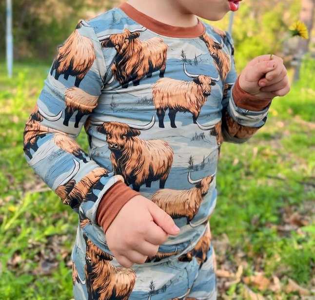 Pre-order Baby Boy Cowboy Cow Shirt Pants Pajamas Clothes Western Set