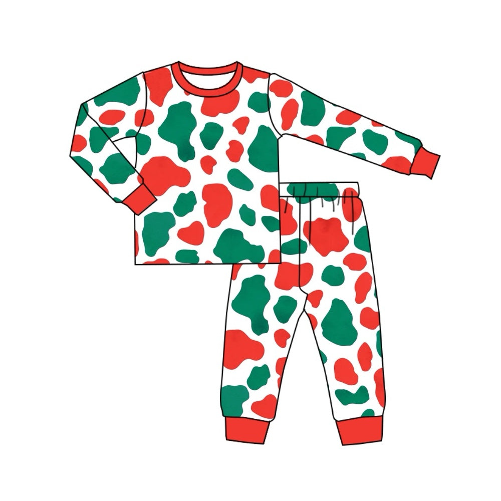 Pre-order Baby Kids Toddler Red Green Camo Shirt Pants Pajamas Christmas Set
