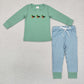 Sibling Baby Boys Embroidery Ducks Shirt Pants Hunting Clothes Sets RTS